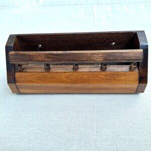 Vintage Wooden Wall Hanging Letter Mail Organizer Spindle Railing Rustic Country